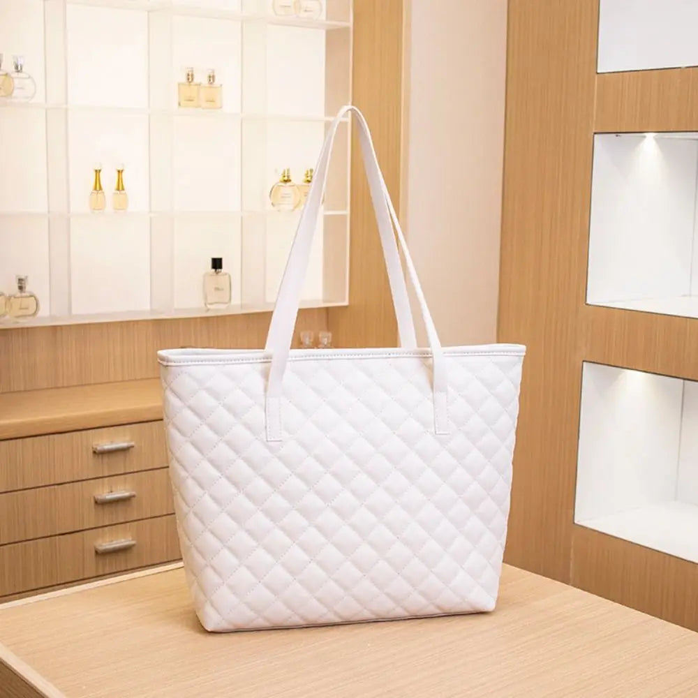 Large Capacity Tote Bag Casual Zipper PU Ladies Handbags Mommy Bag Women