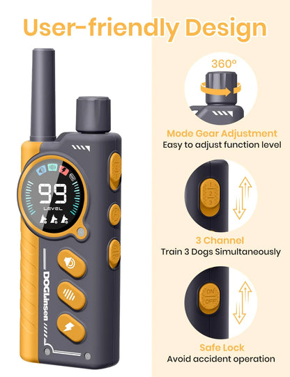 Smart 2-in-1 Auto Anti-Bark and Shock Collar for All Size Dogs,3300FT Remote Electric Collar,IPX7 Waterproof Dog Training Collar