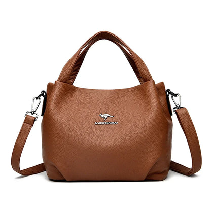 Genuine Soft PU Leather Handbags for Women Vintage Shoulder Tote Bag Luxury Designer Ladies Large Capacity Purse Bags Sac A Main