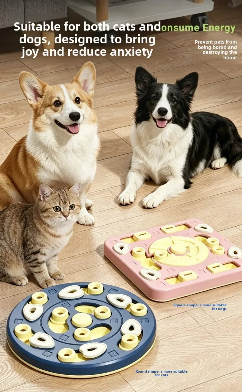 Multi Layer Sliding Pet Puzzle Slow Feeder Tray Snuffle Treat Maze Toy Anti Choke Prevent Bloating Relieve Boredom for Dogs Cats