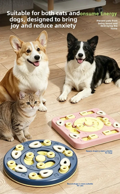 Multi Layer Sliding Pet Puzzle Slow Feeder Tray Snuffle Treat Maze Toy Anti Choke Prevent Bloating Relieve Boredom for Dogs Cats