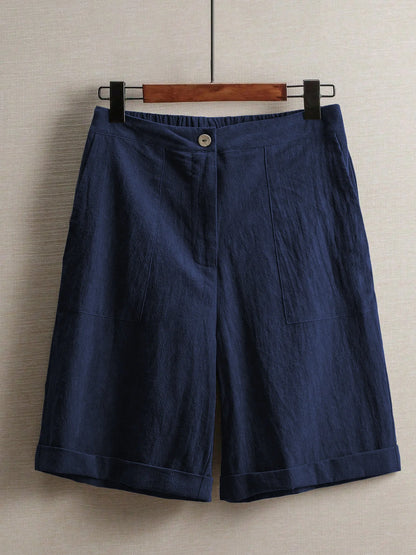 Summer women's thin five-point pants, wide-leg casual straight-leg high-waisted women's pants, fashionable outdoor sports pants