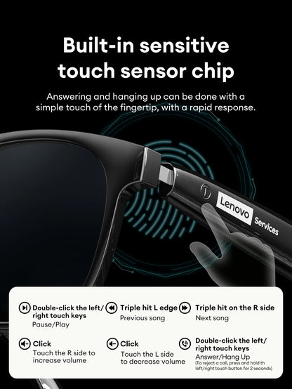 Lenovo GS106 Smart Wireless Glasses Bluetooth 6.0 Photochromic Lenses Sunglasses Hands-Free Music Calls Outdoor Sports Headphone
