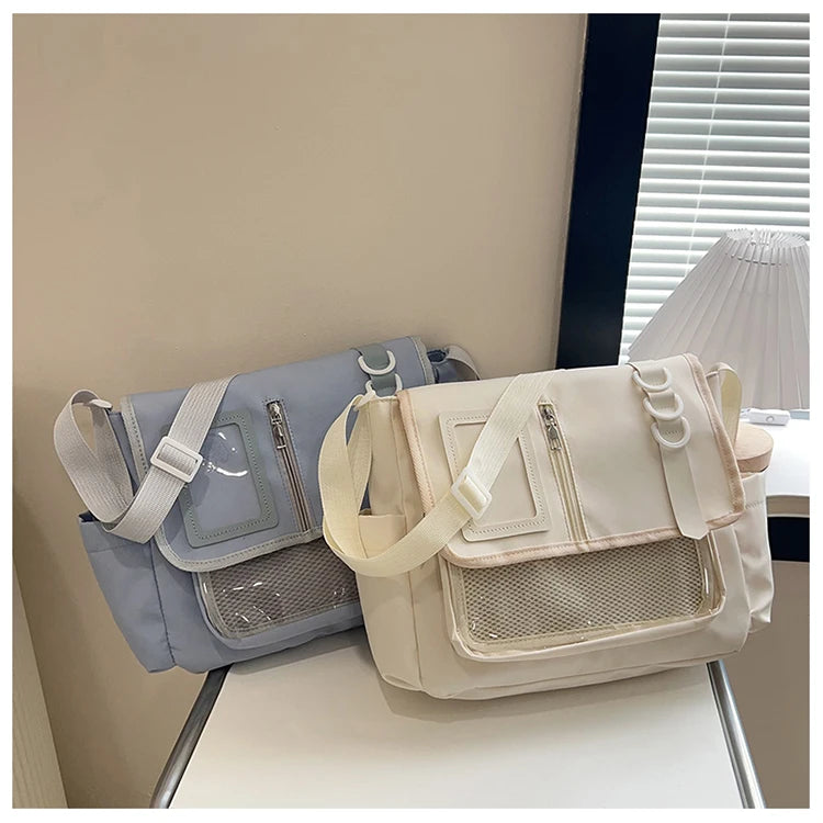Y2K Japanese Harajuku School Bags for Girls New Transparent Itabag Crossbody Bag DIY Badges Display Plate Ita Bag