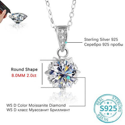 ALIZERO 1 Carat Round Brilliant Cut D VVS1 Moissanite Necklace For Women Jewelry with GRA 925 Sterling Sliver Diamond Necklace