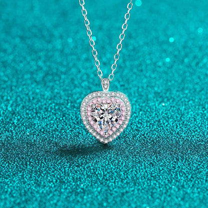 PT950 Platinum Heart Bezel Pendant for Women, 1 Carat Moissanite Chic Accessory Perfect For Workplace Matching
