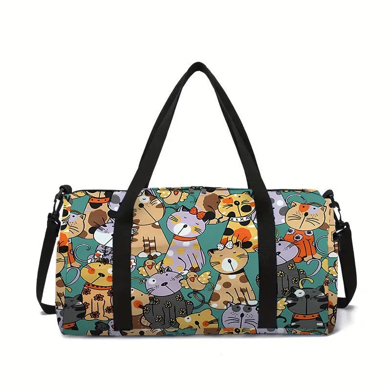 Luxury Novelty animal cat dog 3D Print Large Capacity Travel Bags Barrel Shape Crossbody Bag Outdoor Sports Bags Gym Yoga Bag
