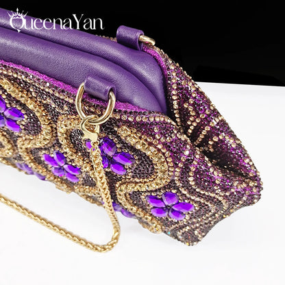 Queena Yan Popularity Open Toe Luxury Fashion Women High Heels Shoes and Bags Set With Rhinestone for Wedding Party Elegant