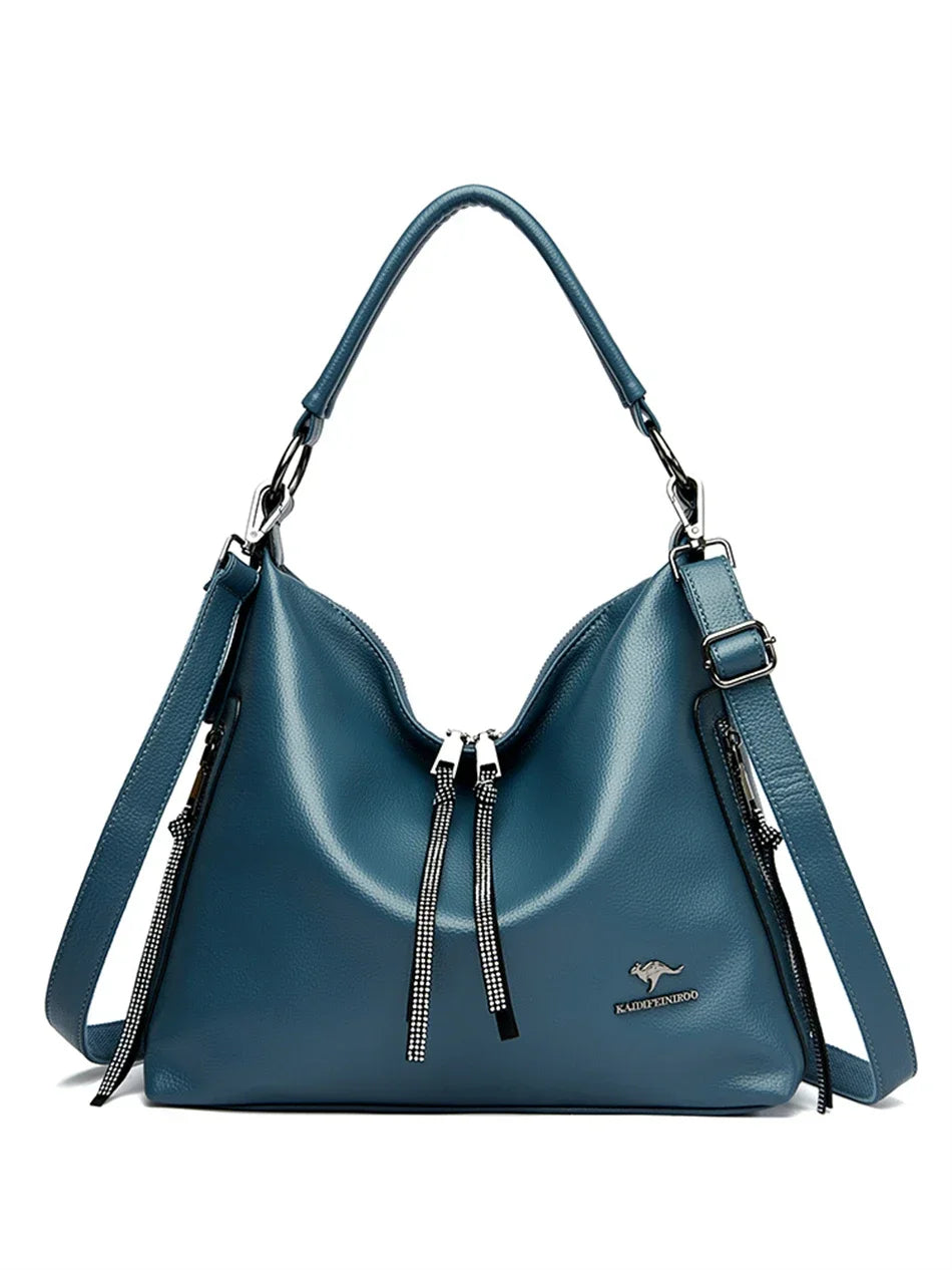 2024 Women High Quality Leather Shoulder Bag Top-handle Bags Casual Large Capacity Messenger Bags Luxury Designe Ladies Handbags