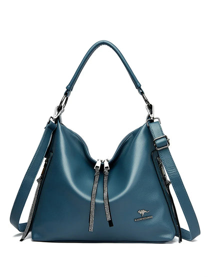 2024 Women High Quality Leather Shoulder Bag Top-handle Bags Casual Large Capacity Messenger Bags Luxury Designe Ladies Handbags
