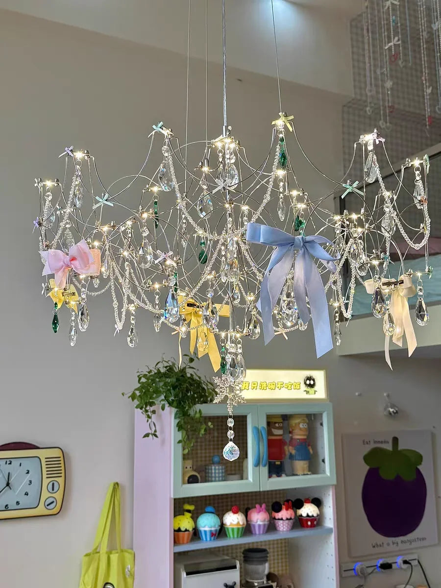 New Stainless Steel Crystal Ceiling Chandelier LED Lamps Living Room Personalized Firefly Shape Restaurant Villa Lights