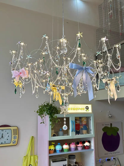 New Stainless Steel Crystal Ceiling Chandelier LED Lamps Living Room Personalized Firefly Shape Restaurant Villa Lights