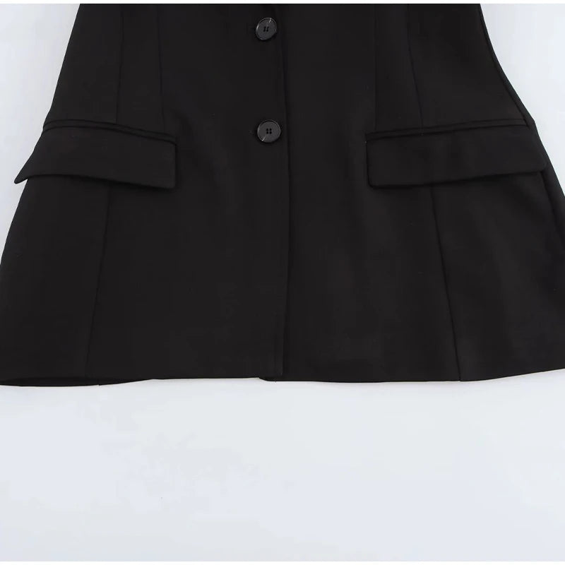 Elegant Shoulder Pad Slim Suit Jackets Women Solid Lapel Long Sleeved Jacket Female 2025 Spring Chic Daily Style Outwears Tops