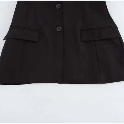 Elegant Shoulder Pad Slim Suit Jackets Women Solid Lapel Long Sleeved Jacket Female 2025 Spring Chic Daily Style Outwears Tops