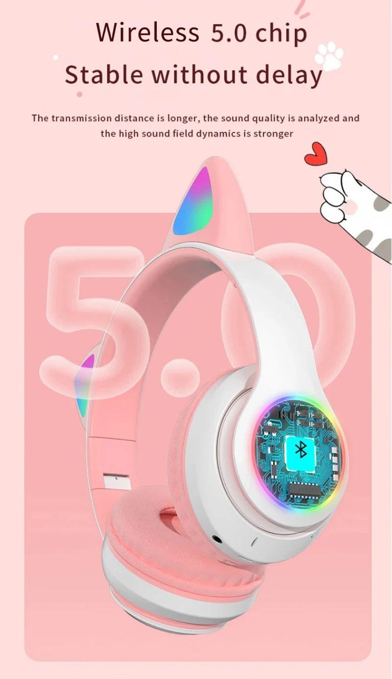 Cat Shaped Wireless Bluetooth Earphones Handsfree Earbuds with Microphone for All Phones Fashion Headphoens Game Headset