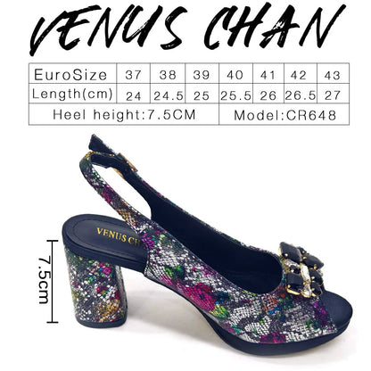 Venus Chan Italian Design Shoes and Bags Matching Set 2024 Women High Heel Party Purple Color Nigeria Wedding Bigger Size Shoes