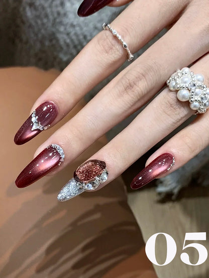 1-24pcs WS Romantic Purple Cat Eye Gel Nail Polish New Style Super Flash Versatile Whitening Purple Glass Bead Cat Nail Salon