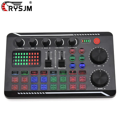 F998 Live Streaming Sound Card DJ Mixer Effects Voice Changer Audio Mixer For Record Singing Increase Live Streaming Atmosphere