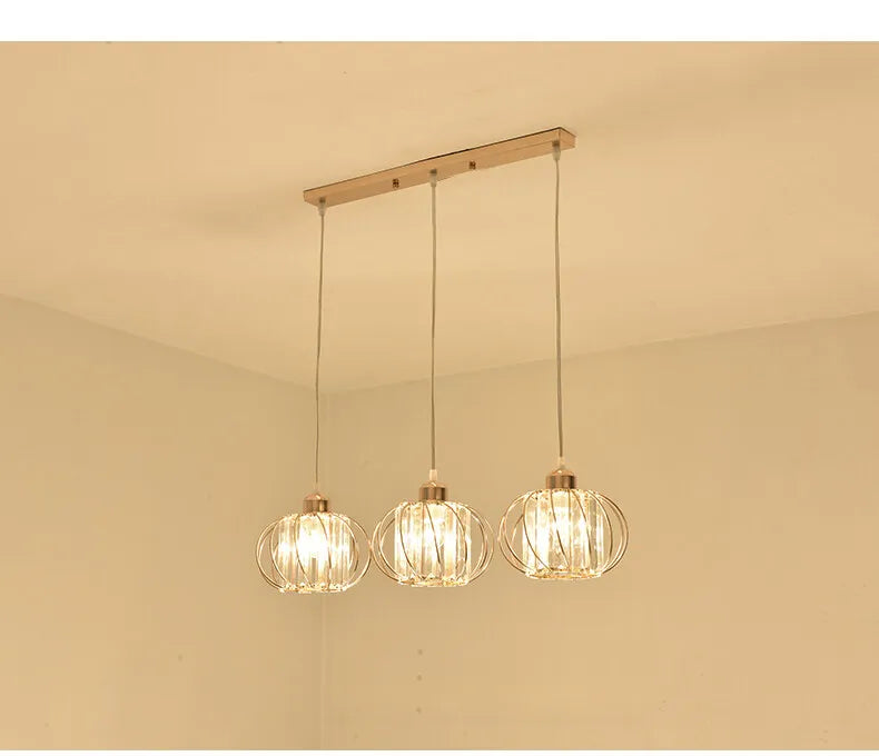 Crystal LED Pendant Lights For Dining Room Living Room Nordic Black Iron Shade 1/3 Lights Kitchen Decor Hanging Ceiling Lamp