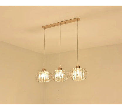 Crystal LED Pendant Lights For Dining Room Living Room Nordic Black Iron Shade 1/3 Lights Kitchen Decor Hanging Ceiling Lamp