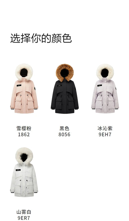 Bosideng Women 6th Generation Extreme Cold Goose Down Parka -20℃ Cold Resistance Winter Puffer Coat with Detachable Raccoon Fur
