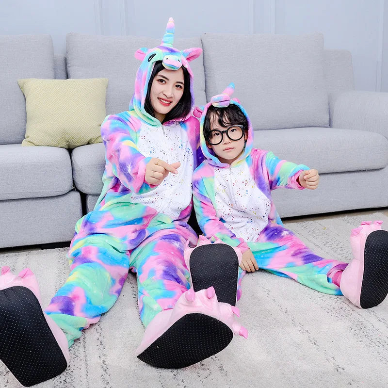 Unicorn Anime Pyjamas Set Women Men Unisex Cartoon Onesies Adults Animal Jumpsuit Pajamas Sleepwear Onepiece Suits Costumes