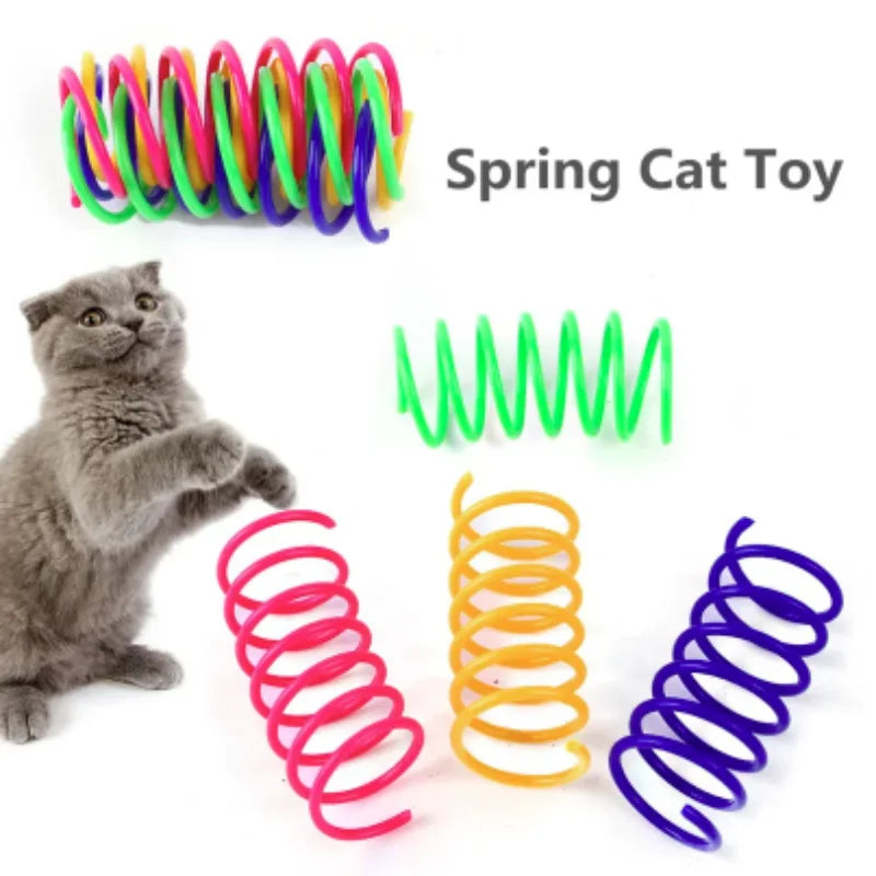 4Pcs Interactive Colorful Gauge Kitten Coil Spiral Springs Cat Toys for Kittens And Cats Pet Products