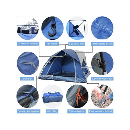 4 Person Camping Tent Waterproof Dome Tent Removable Rainfly Ventilated Double Layer Design 2 Doors Large Mesh Windows Lightweight Portable Easy Quick Setup for Hiking Trekking Traveling Beach Picnic Backyard All Seasons Wind