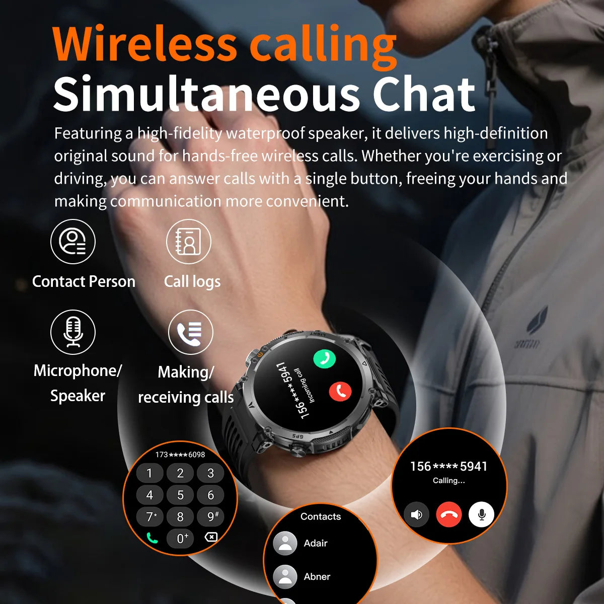 COANR2026 New Military Smart Watch 850mAh Battery GPS trace Compass 3ATM Waterproof Tactics Sport Flashlight call SmartWatch Men