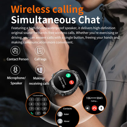 COANR2026 New Military Smart Watch 850mAh Battery GPS trace Compass 3ATM Waterproof Tactics Sport Flashlight call SmartWatch Men