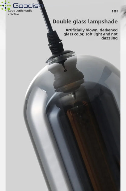 Modern Crystal Coal Oil Glass Stone Bottle LED Pendant Lights Art Creative Indoor Lamps for Bedroom Home Decoration Chandeliers