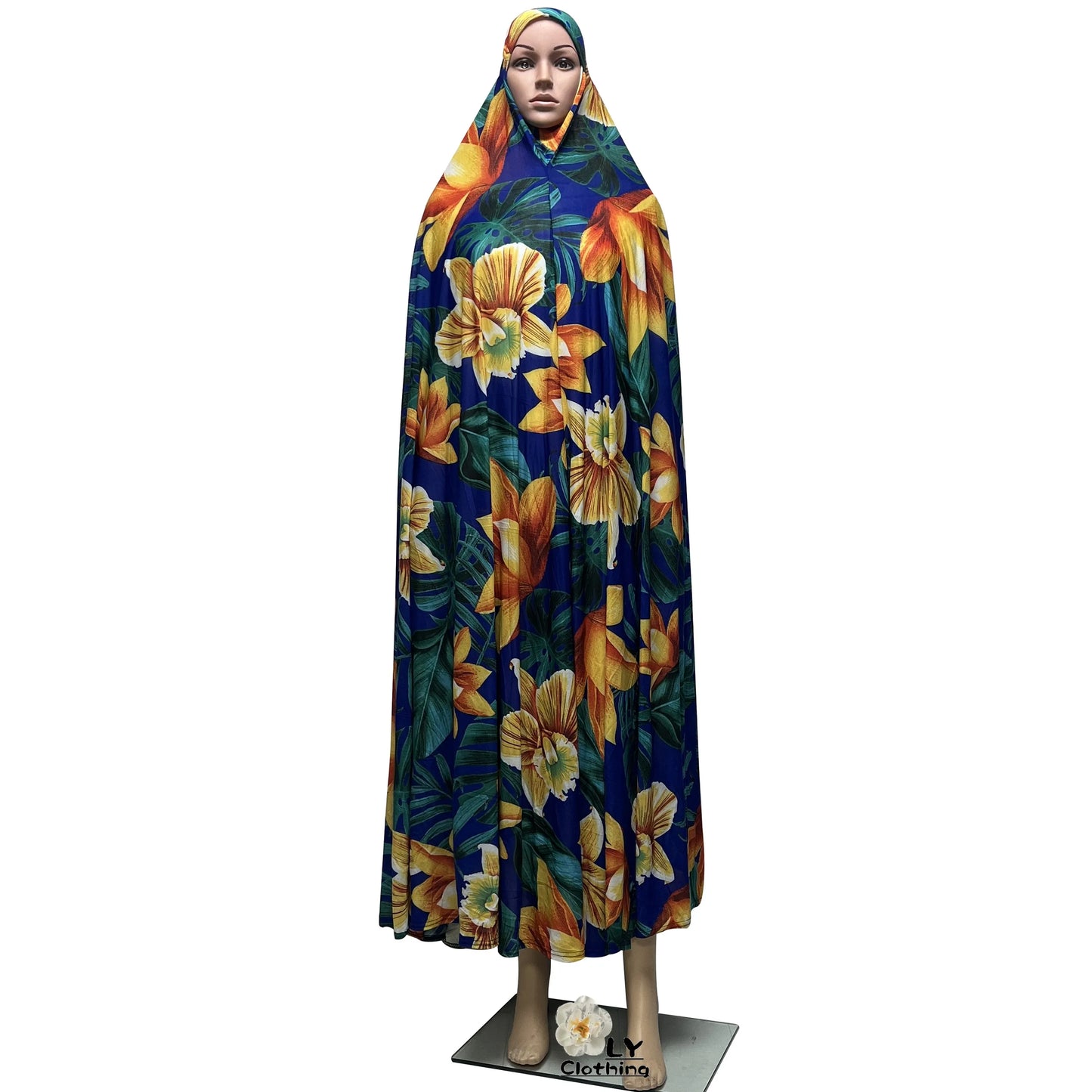 New Sleeveless Pullover Dress Women Prayer Garment Dubai Abaya Arab Jibab Flowers Print Loose Femme Khimar Kaftan Clothes 6XL