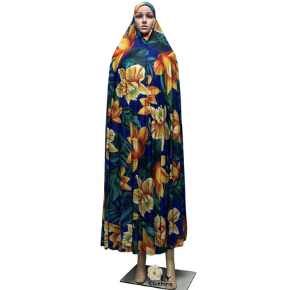 New Sleeveless Pullover Dress Women Prayer Garment Dubai Abaya Arab Jibab Flowers Print Loose Femme Khimar Kaftan Clothes 6XL