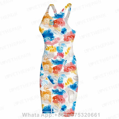 Women Open Back Kneeskin Tech Suit Swimsuit Competition Training Neck to Knee Swimsuit One-piece Jumpsuit Professional Swimsuit