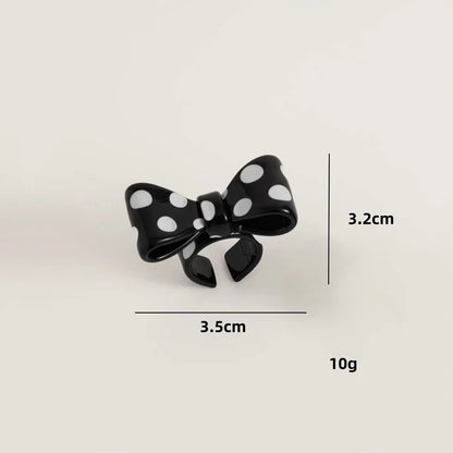 Punk Polka Dot Resin Ring for Women Exaggerated Big Bow Open Ring Y2K Sweet Cute Harajuku Style Daily Party Jewelry Accessories