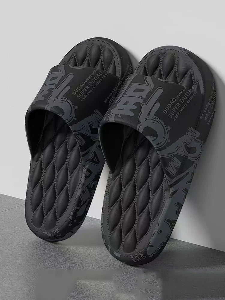 Big Size 48-49 Men Slippers Soft Sole EVA Indoor Outdoor Open Toe Flip Flops Non-Slip Beach Slides Flat Sandals Printing Slides