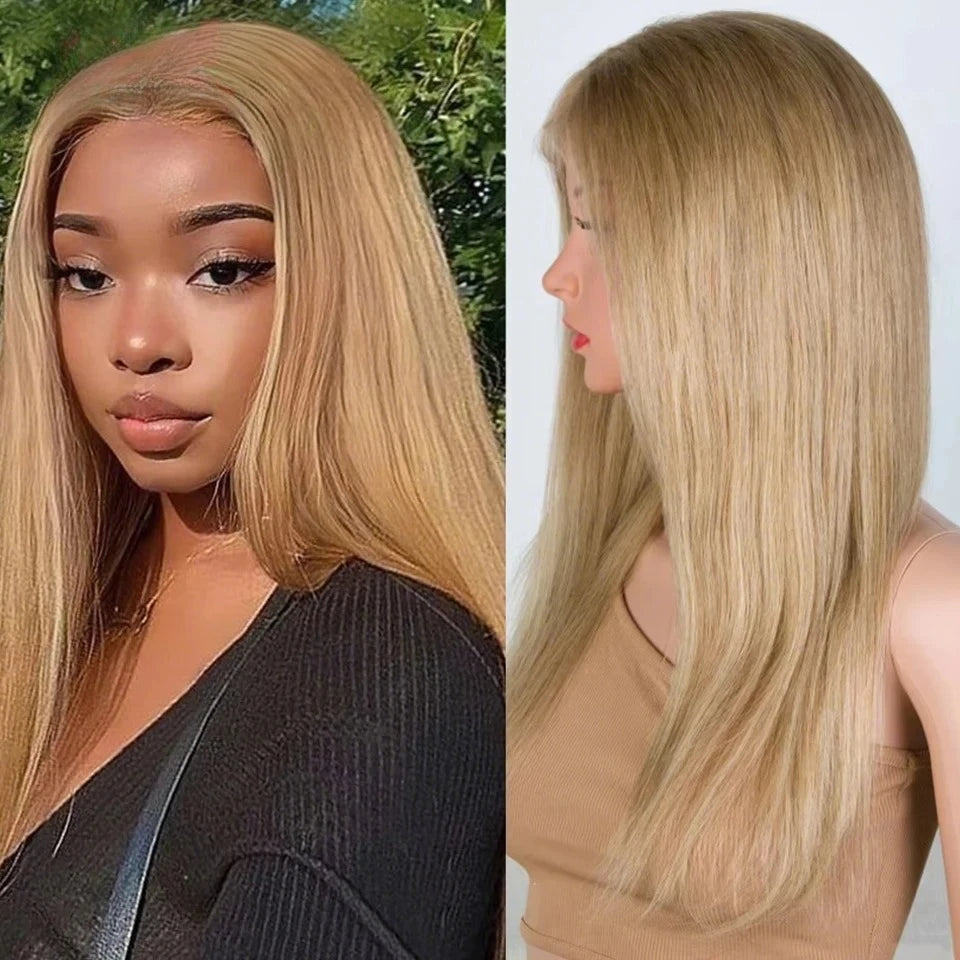 Debut Blonde Straight Lace Front Wigs 13x6x1 Lace Part Human Hair Wig For Women Transparent Lace Highlight Colored Remy Hair