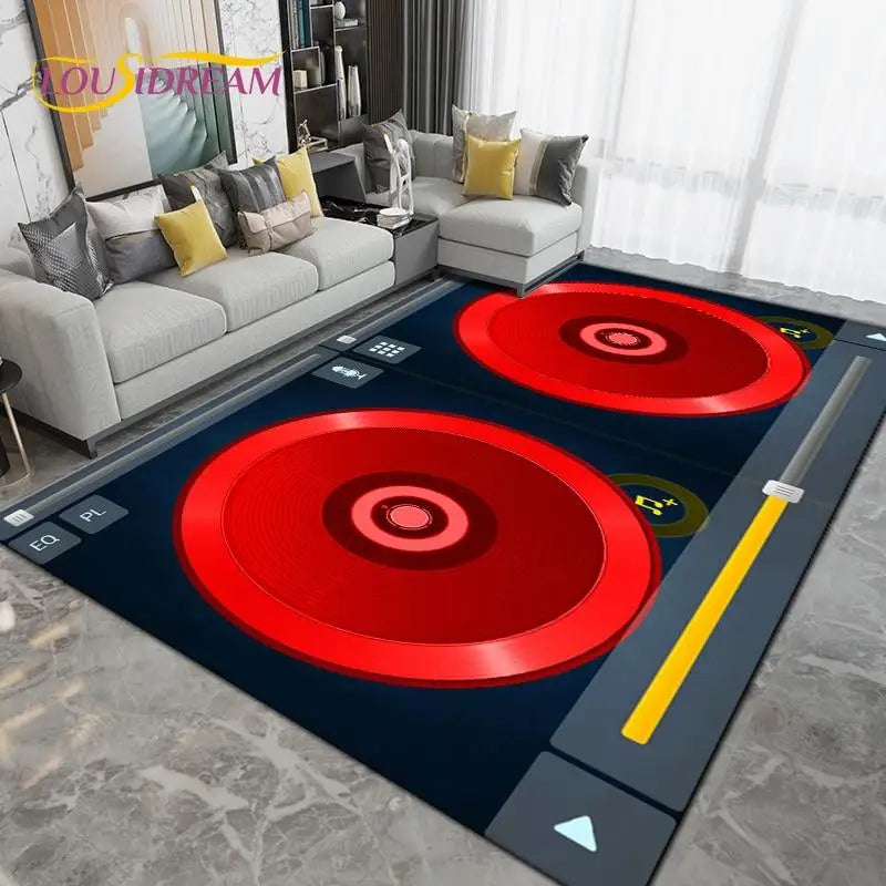 DJ Music Screen Area Rug, Creative Non-Slip Living Room Carpet, Modern Runner Floor Mat for Bedroom & Studio Decor, 1PC