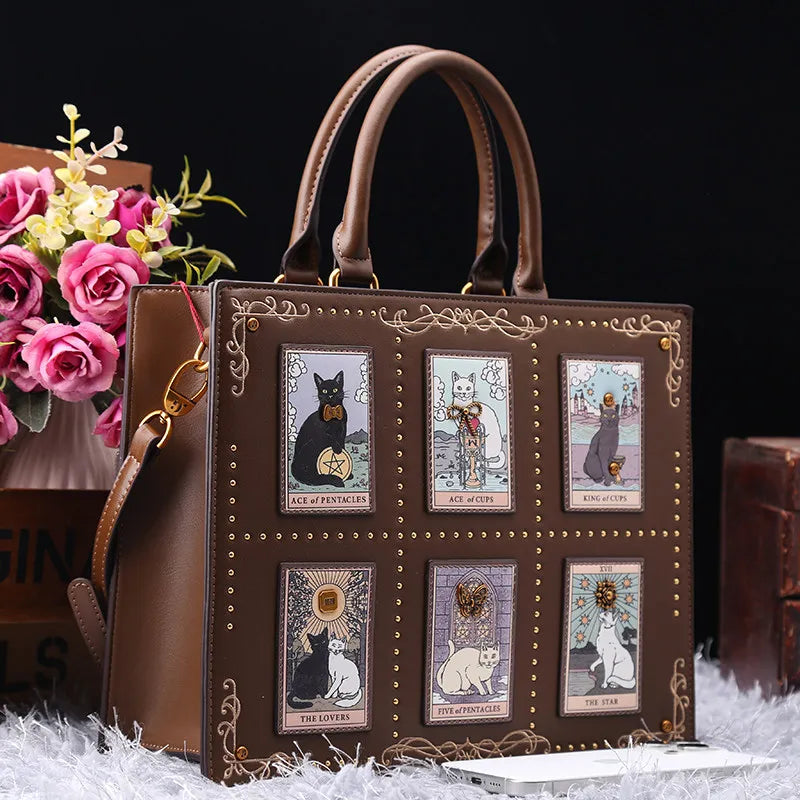 Vintage and Luxury Designer Bag with Delicate Embroidery Cat Printing Women Popular and Fashionable Tote Bag with Large Capacity
