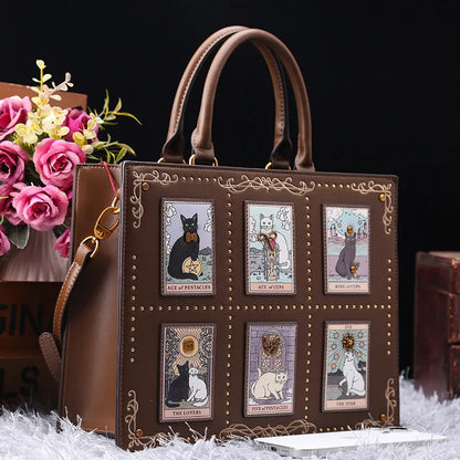 Vintage and Luxury Designer Bag with Delicate Embroidery Cat Printing Women Popular and Fashionable Tote Bag with Large Capacity