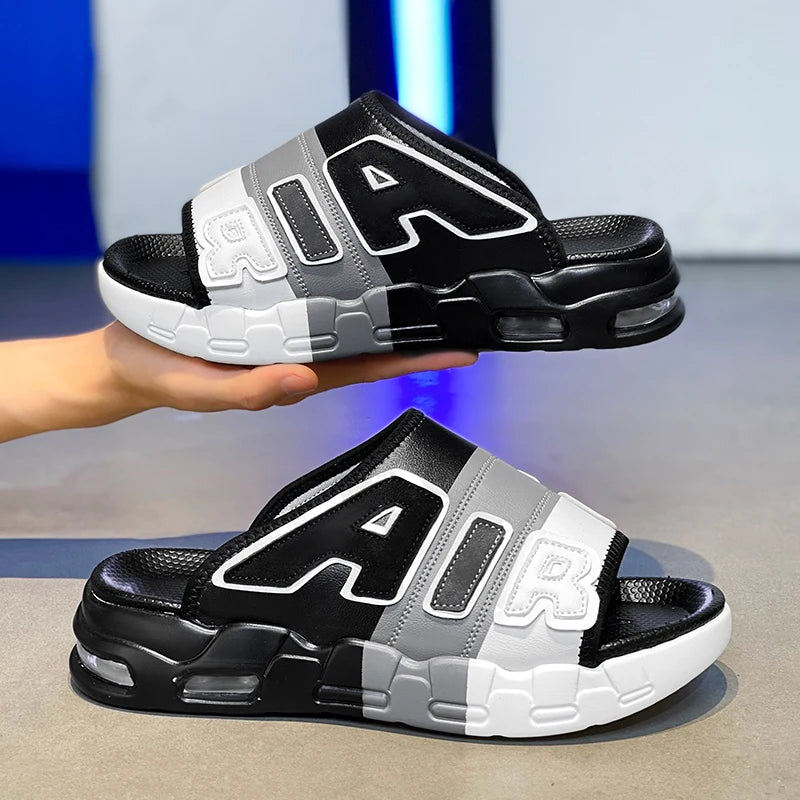Summer Men Slippers Casual Sandals Platform Bubble Outdoor Beach Sandals Garden Shoes Male Comfortable Home Slides Loafers 39-47