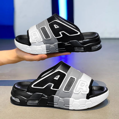 Summer Men Slippers Casual Sandals Platform Bubble Outdoor Beach Sandals Garden Shoes Male Comfortable Home Slides Loafers 39-47
