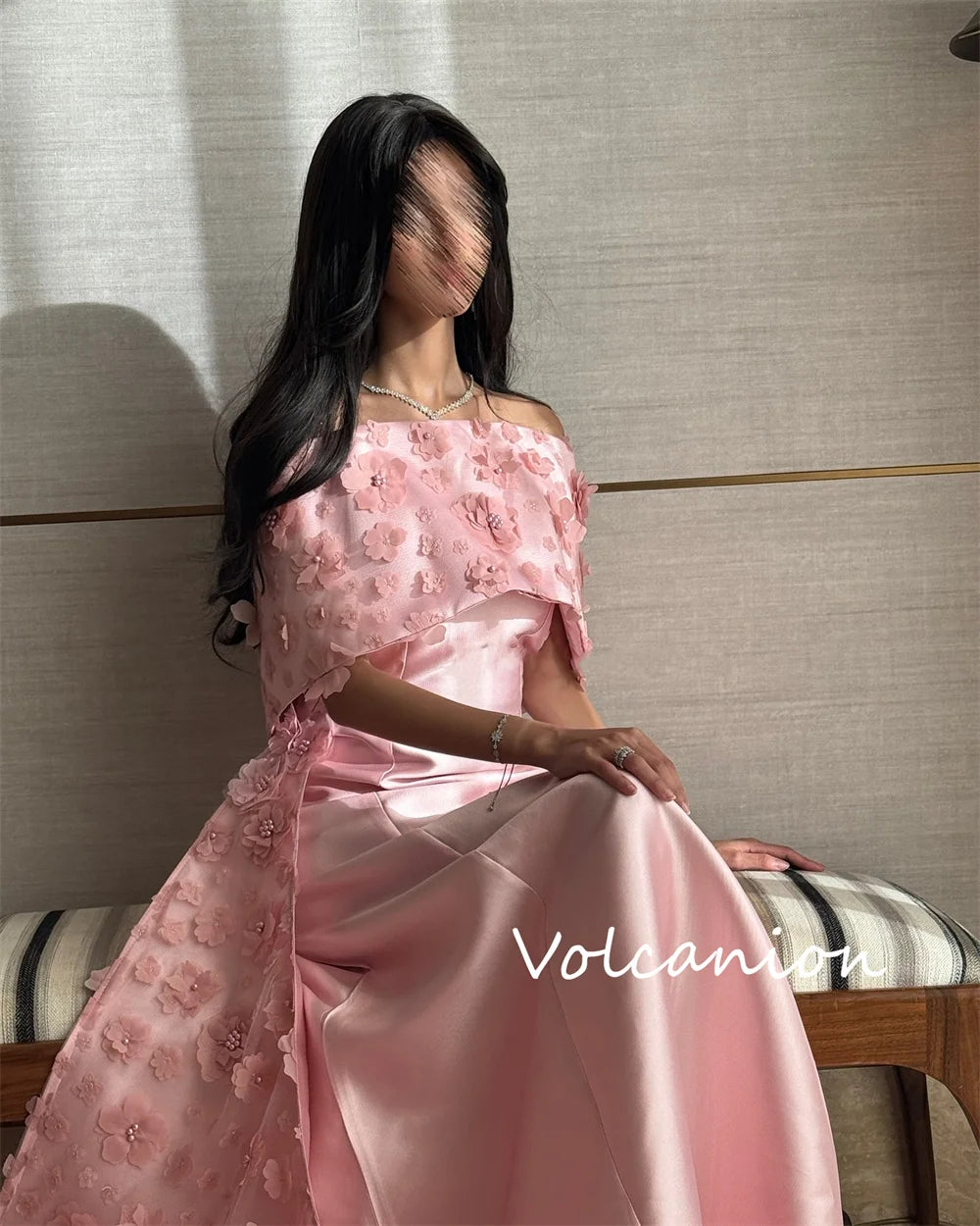 Customized Fashion Charmeuse Sequined Flower A-line Off-the-shoulder Long Dresses Bespoke Occasion Modern Style