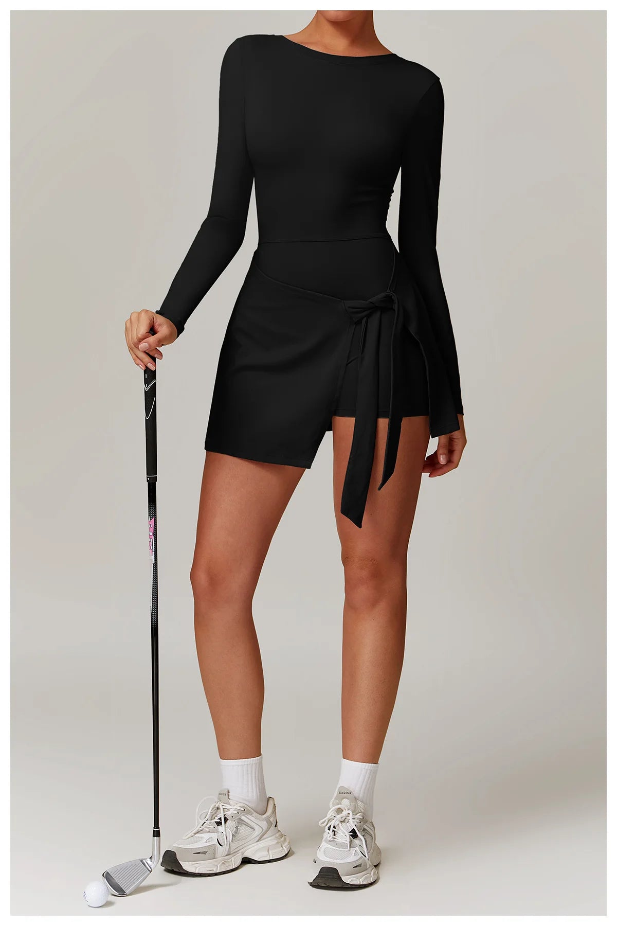 Romper Backless Set Long Sleeved Gym Sports Fitness Bodysuit Siamese Sportswear Women Clothes Jumpsuit Skirt Playsuit Yoga Suit