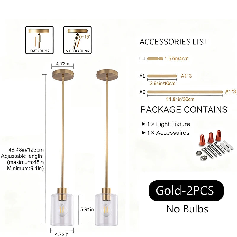 Modern Industrial Pendant Lamp Glass Hanging Adjustable Height Kitchen Dining Room Bedroom Bedside Bathroom Decor Lights