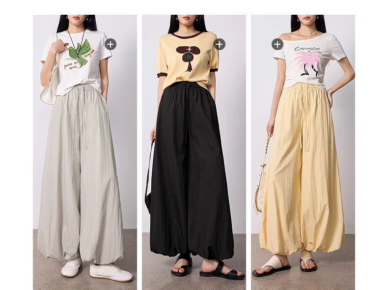 TOYOUTH Women's Wrinkle-Resistant Wide Leg Pants 2026 Summer New Straight Cut Bud Trousers, Travel Friendly