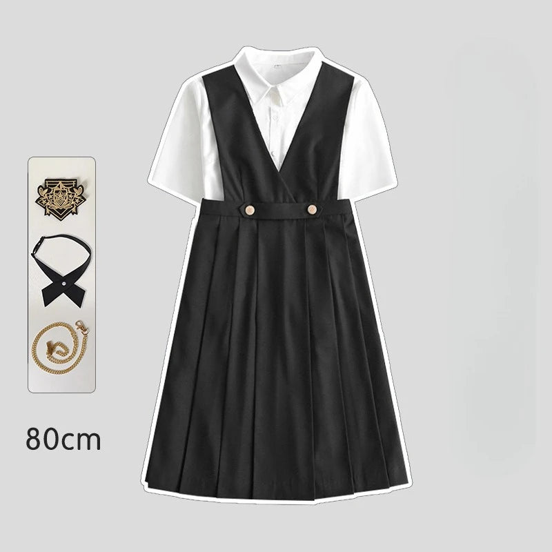 Versatile and Cute School Uniform Skirt JK Uniform Basic Spring Genuine Long Dress Japanese-style Pleated College Style Suit