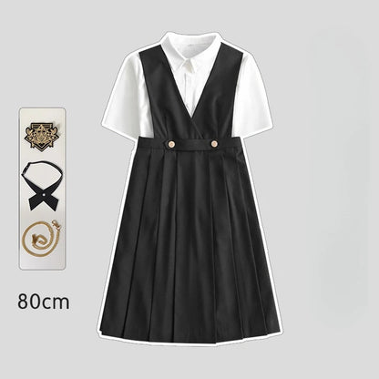 Versatile and Cute School Uniform Skirt JK Uniform Basic Spring Genuine Long Dress Japanese-style Pleated College Style Suit