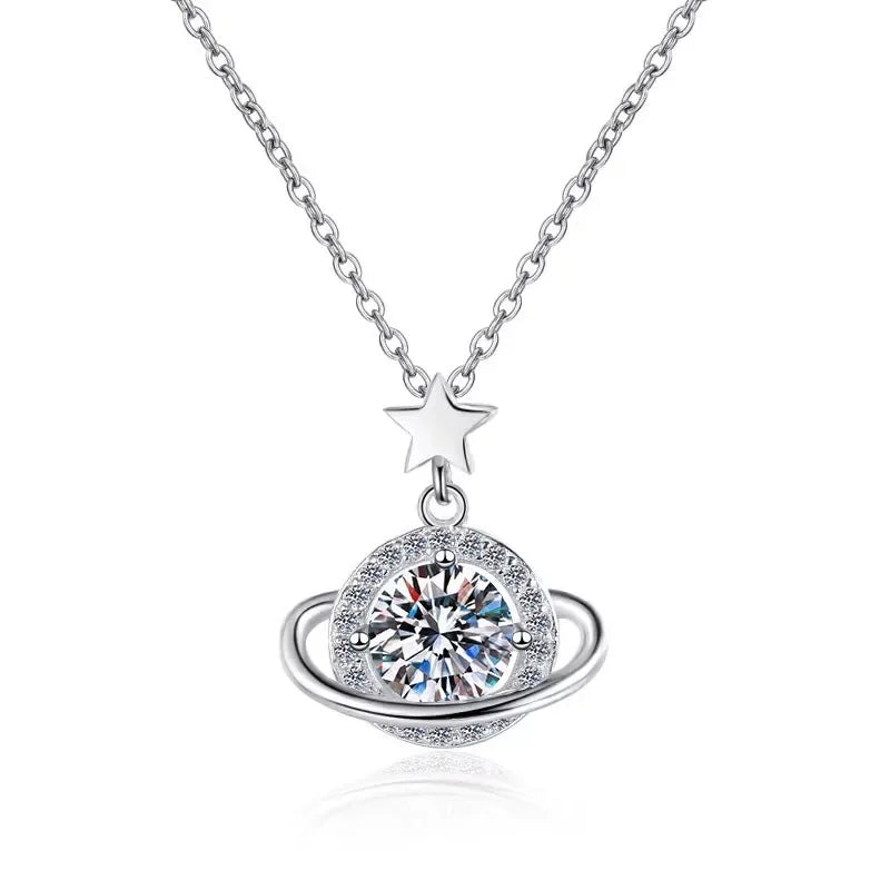 Sparkling Real 1 Carat D Color Moissanite Pendant Necklace 100% 925 Sterling Silver Engagement Wedding Party Fine Jewelry