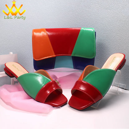2024 Summer New Fashion Italian Women Shoes and Bag Set in Dark Purple Color Mature Style Comfortable Heels for Wedding